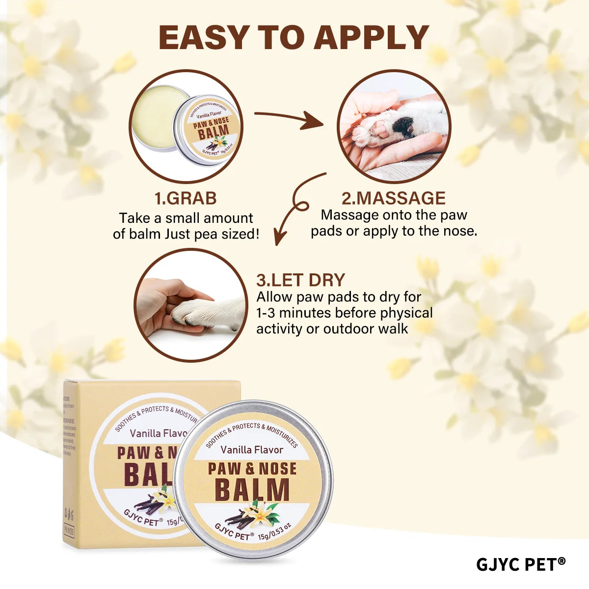 Pet Paw & Nose Balm Vanilla Scent Moisturizing Soothing Anti-Cracking Repair