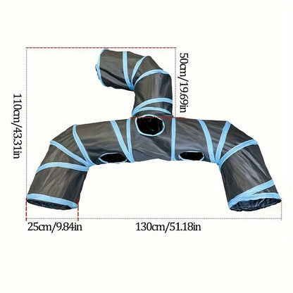 New Design Extended Black Three-Way Cat Tunnel Toy