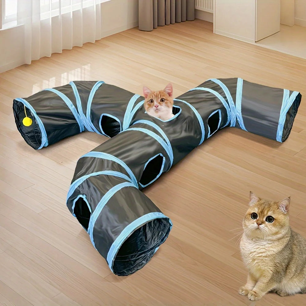 New Design Extended Black Three-Way Cat Tunnel Toy
