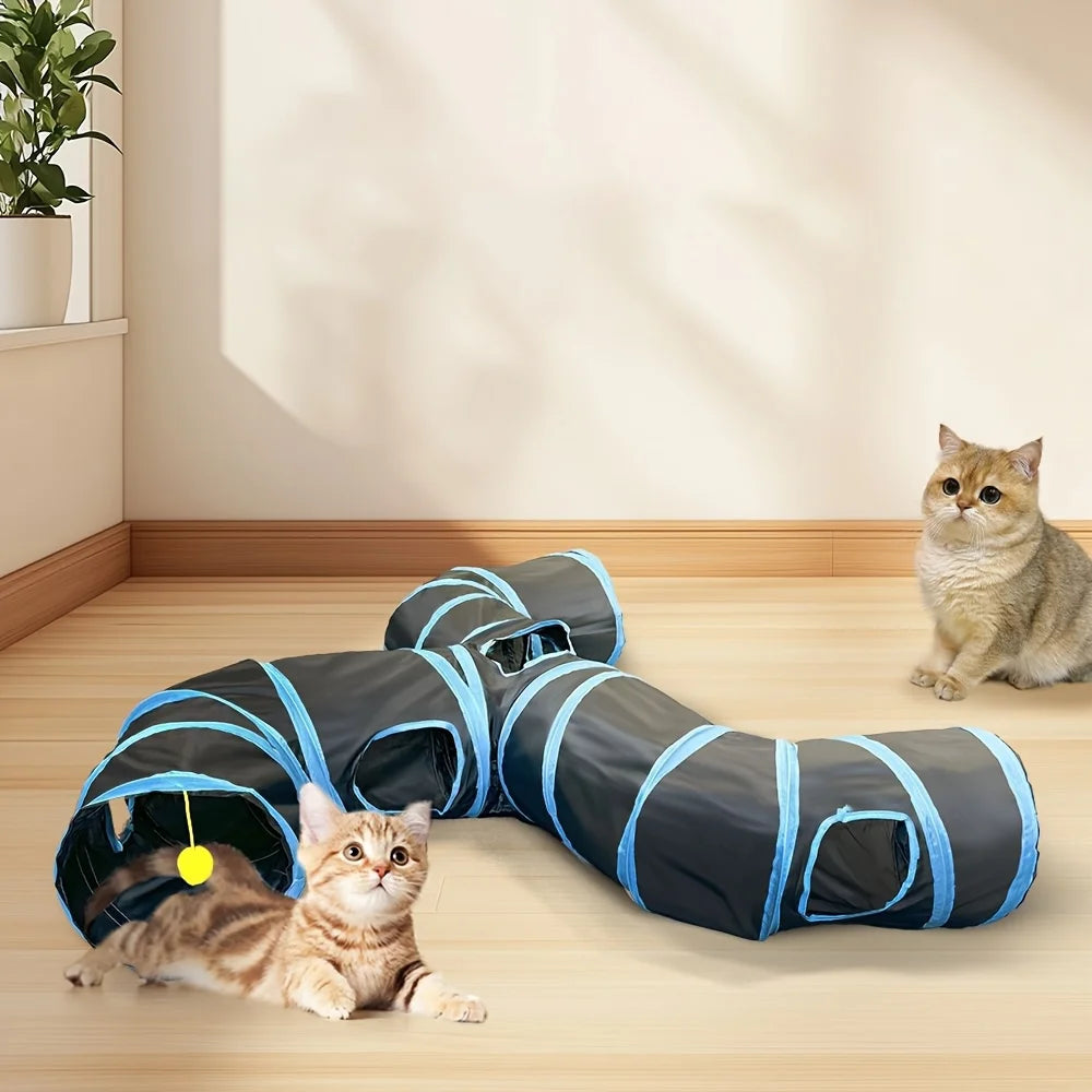 New Design Extended Black Three-Way Cat Tunnel Toy