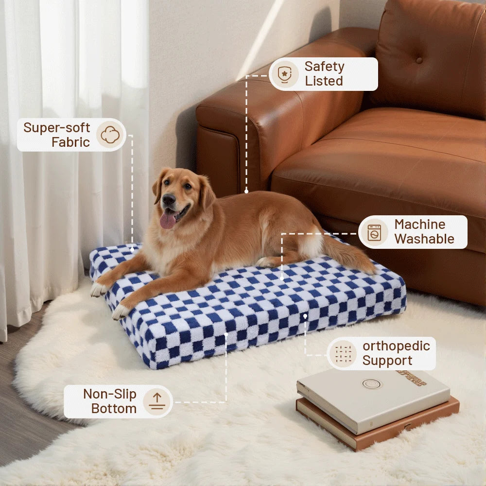 Soft Orthopedic Memory Foam Pet Bed Reversible  Velvet Design Waterproof Non-Slip Base Washable