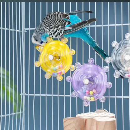 Interactive Parrot Toy, Rotating Treat Dispenser
