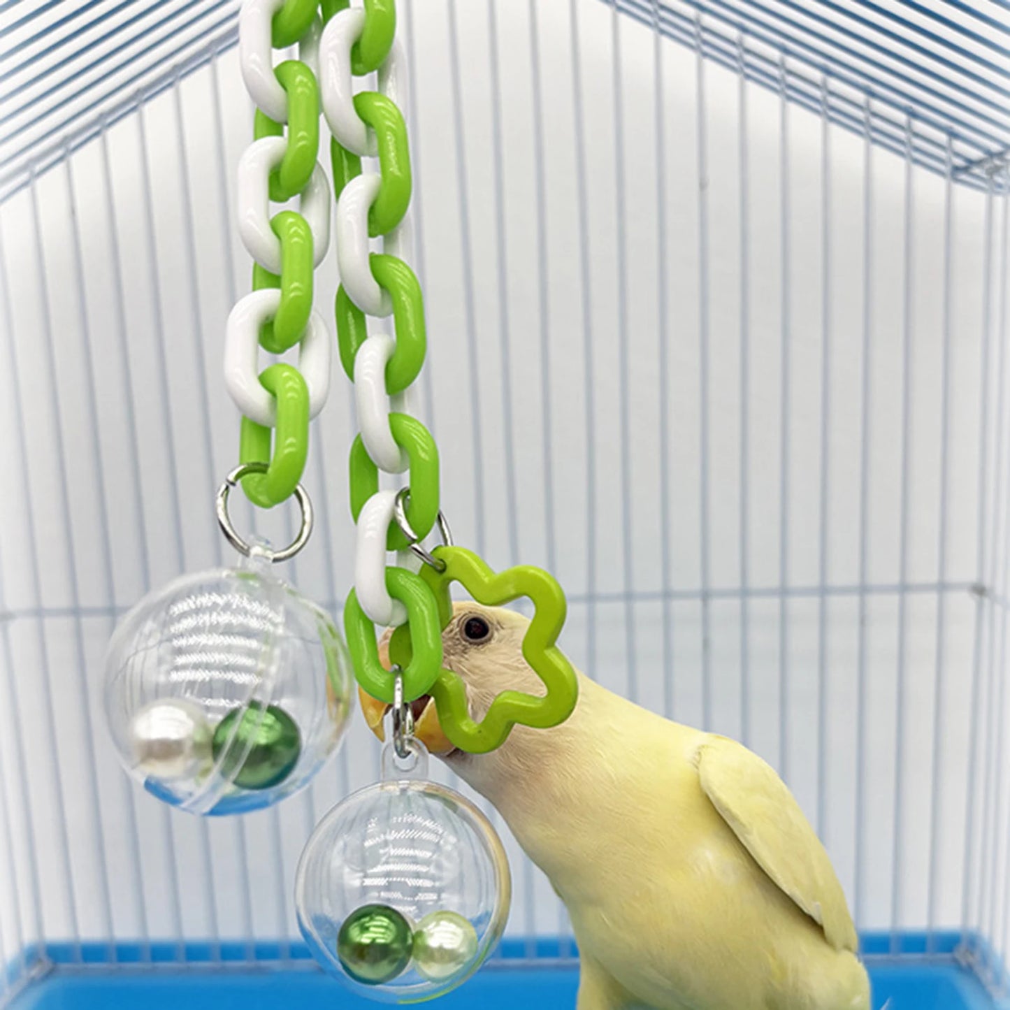 Parrot Toy With Colorful Beads And Hanging Balls