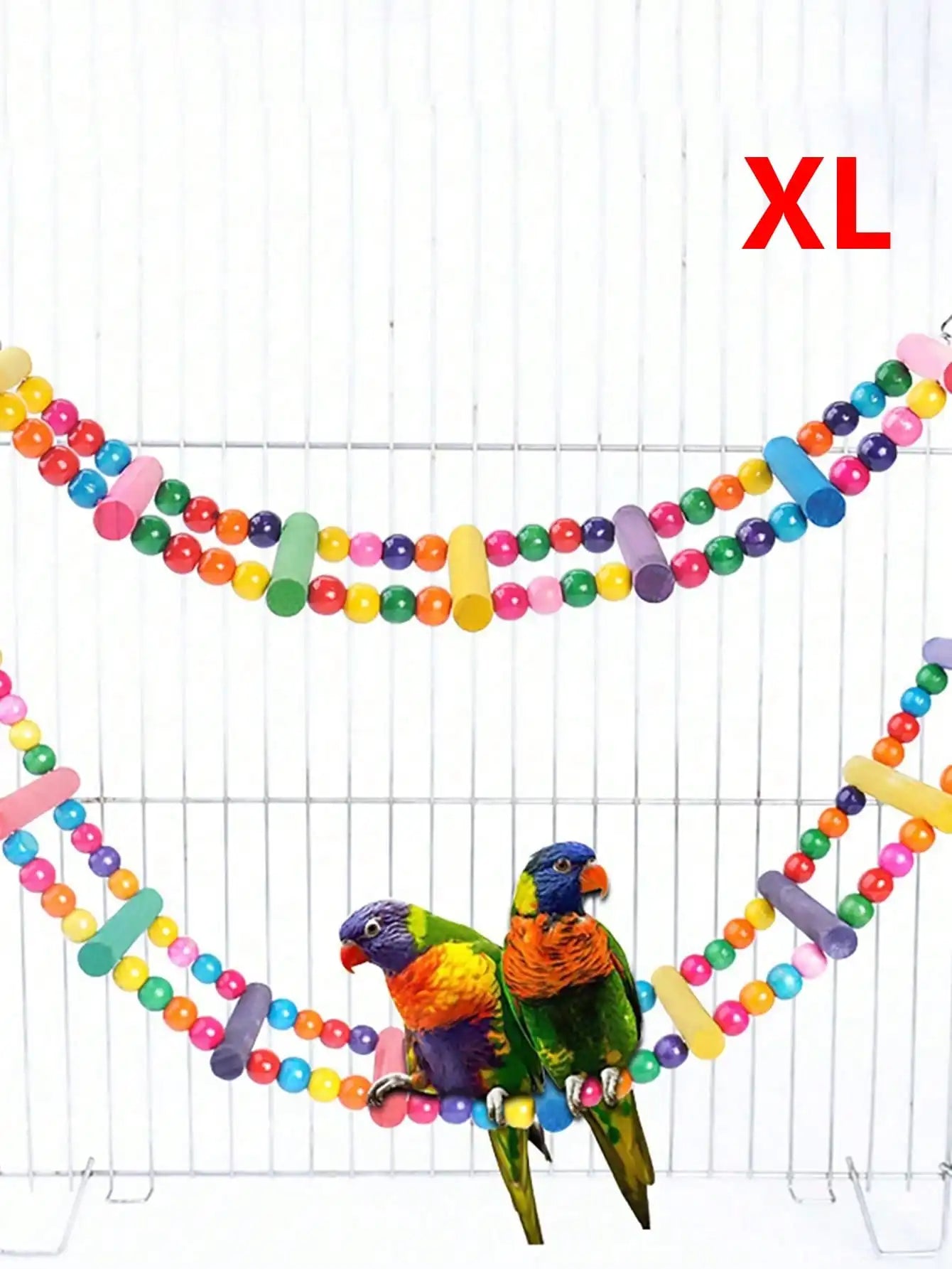 Colorful Wooden Bird Ladder & Swing