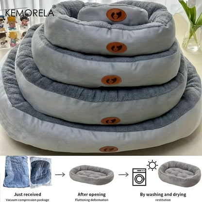 Plush Oval Pet Bed for Dogs and Cats