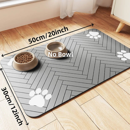 Pet Feeding Mat-Absorbent Pet Placemat for Food and Water Bowl with Waterproof Rubber Material For Quick Dry