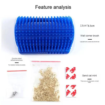 Cat Corner Wall Mounted Scratching Pad Massage Comb Self Groomer Tool For Long Short Fur Kittens