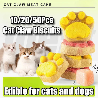 10/20/50Pcs Cat Snacks Freeze-Dried Claw Biscuits