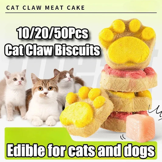 10/20/50Pcs Cat Snacks Freeze-Dried Claw Biscuits
