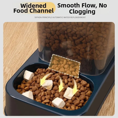 Automatic pet feeder with widened food channel for smooth, clog-free dry kibble dispensing