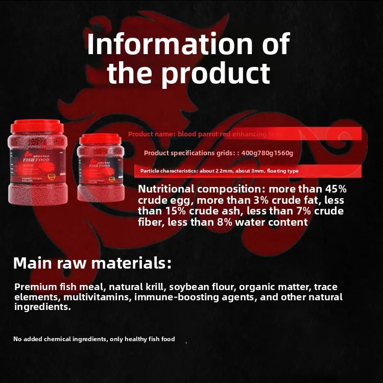 XUEQILIN Fish Special Feed for Lucky Parrot Fish (Red Intensifier Formula)