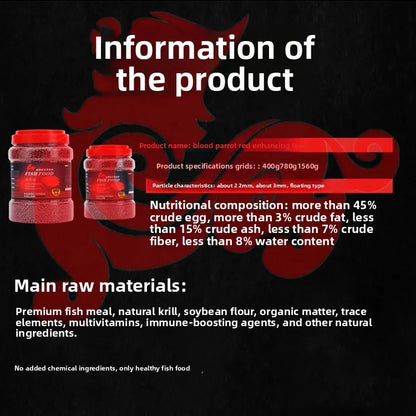 XUEQILIN Fish Special Feed for Lucky Parrot Fish (Red Intensifier Formula)