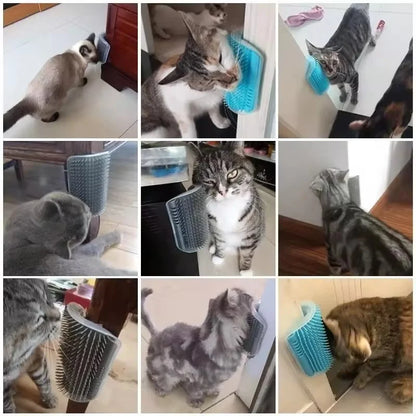 Cat Corner Wall Mounted Scratching Pad Massage Comb Self Groomer Tool For Long Short Fur Kittens