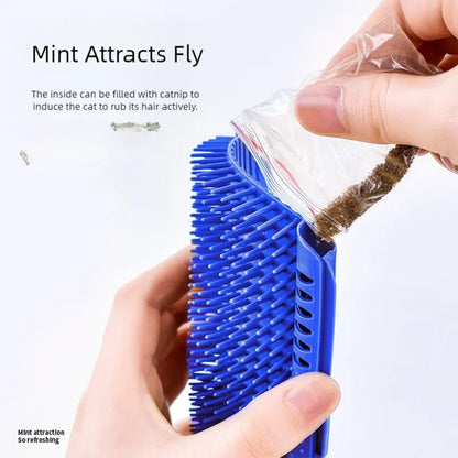 Cat Corner Wall Mounted Scratching Pad Massage Comb Self Groomer Tool For Long Short Fur Kittens
