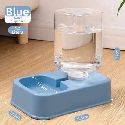 Blue 1.2L pet water dispenser with 21cm height, ideal for cats and dogs