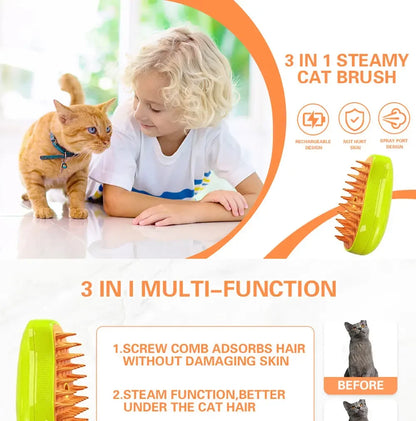 Cat Dog Steam Spray Brush For Massage And Grooming 3 in 1