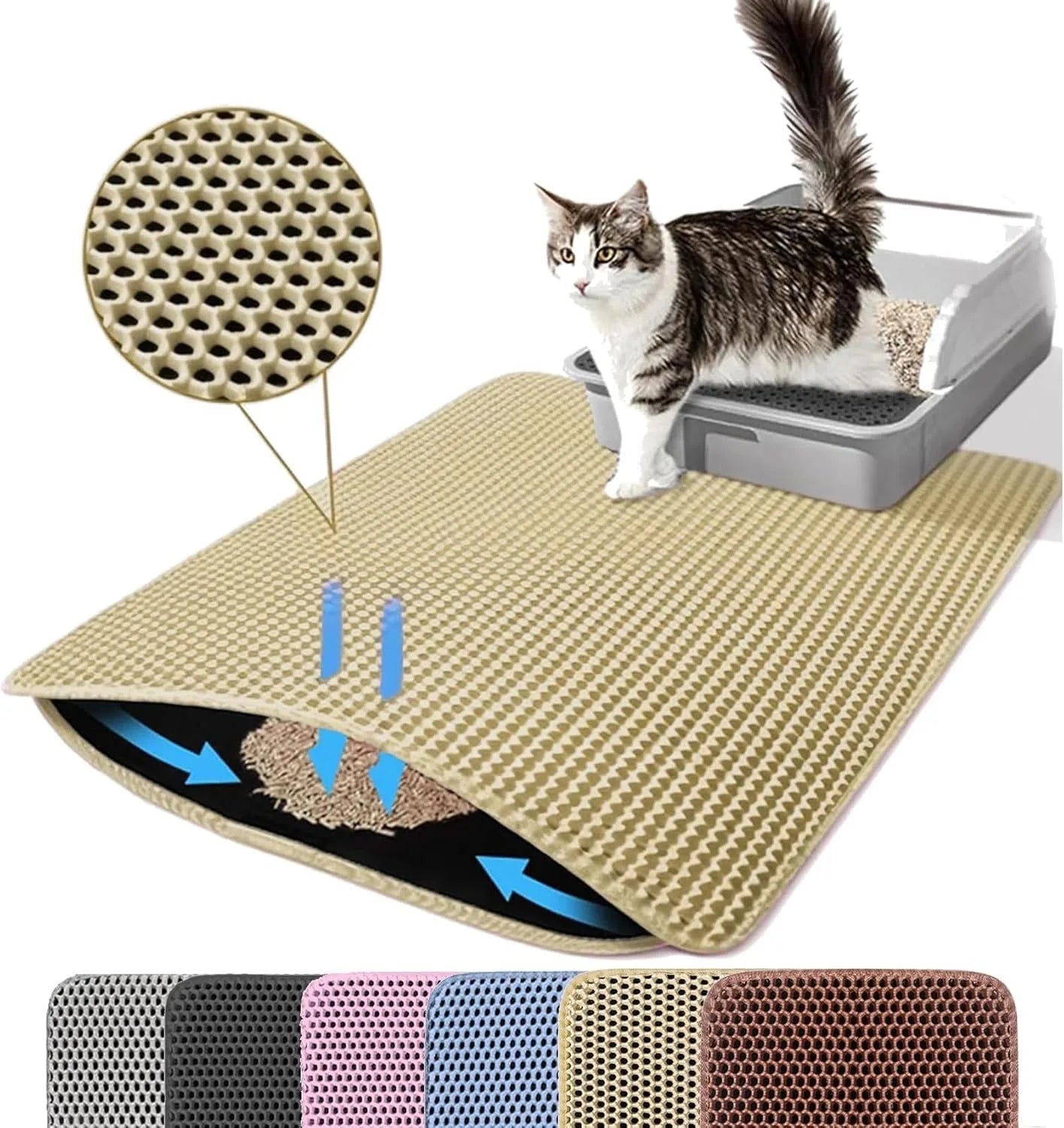 Cat Litter Mat Double Layer Non Slip Litter Box Filter