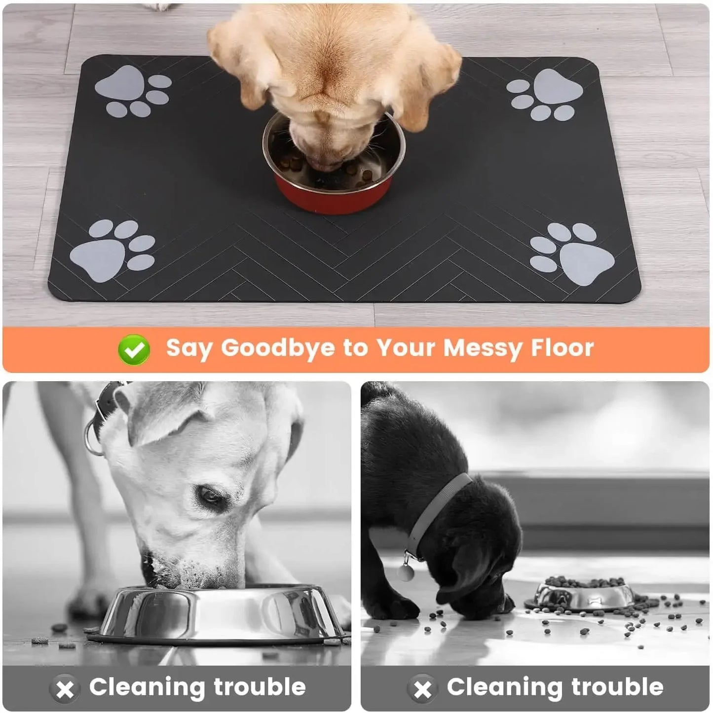 Pet Feeding Mat-Absorbent Pet Placemat for Food and Water Bowl with Waterproof Rubber Material For Quick Dry