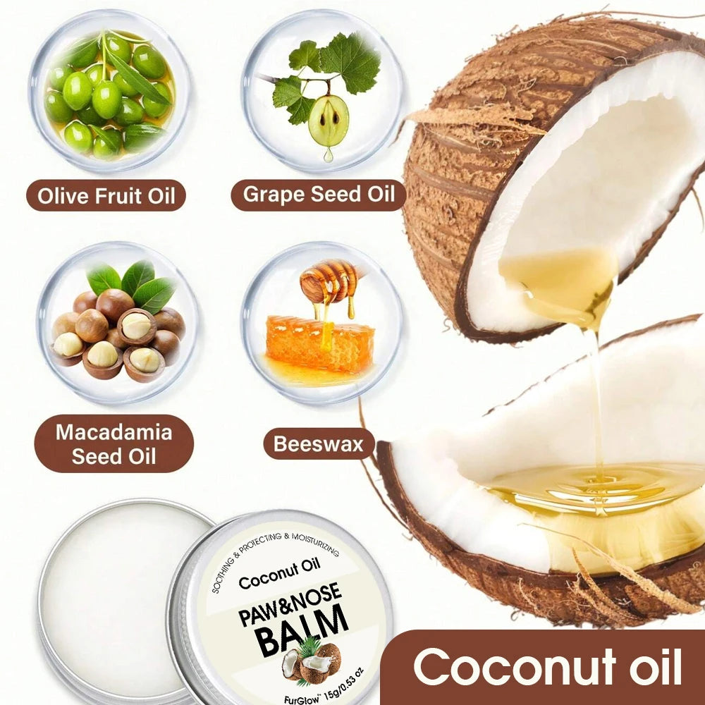 Two-In-One Pet Paw and Nose Care Balm With  Light Coconut Scent And Coconut Oil