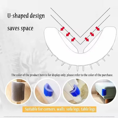 Cat Corner Wall Mounted Scratching Pad Massage Comb Self Groomer Tool For Long Short Fur Kittens