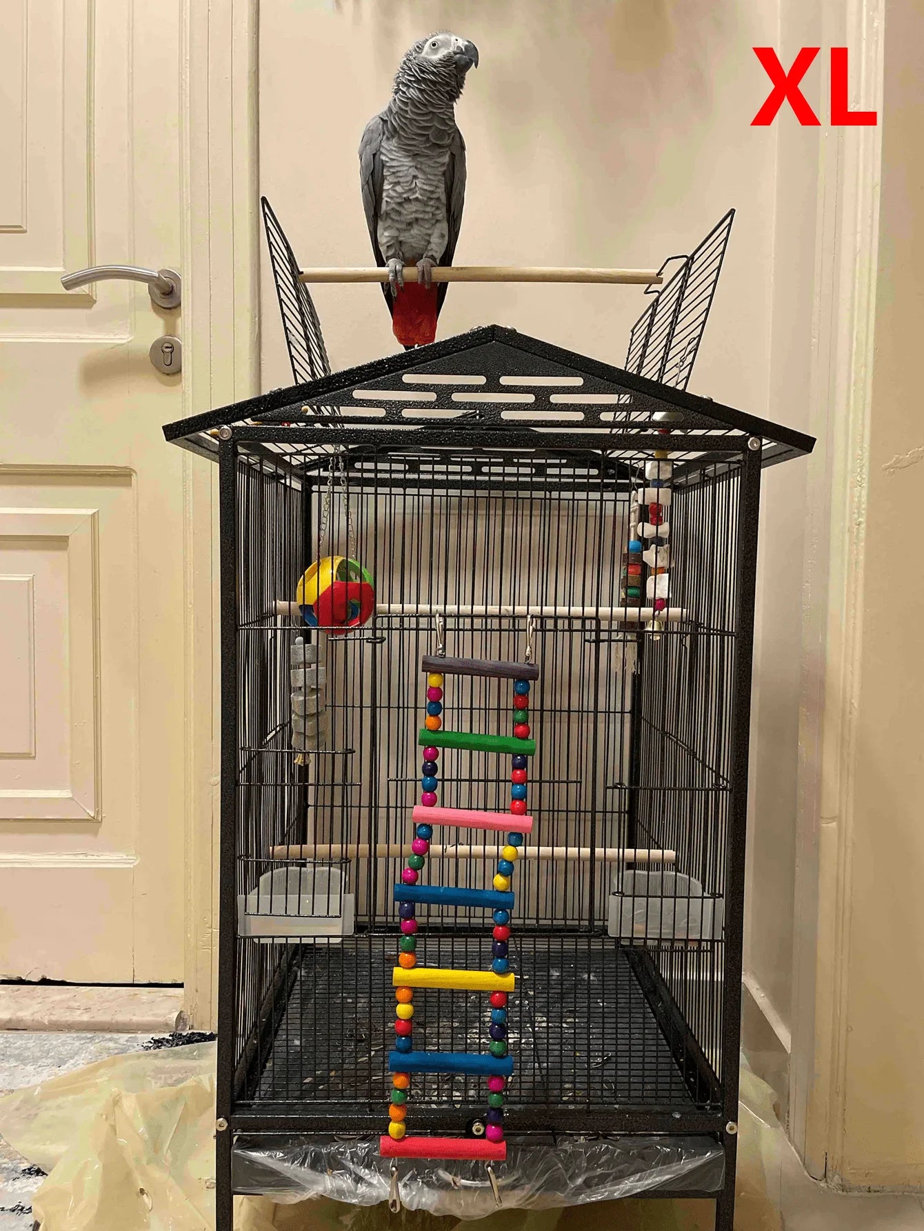 Colorful Wooden Bird Ladder & Swing