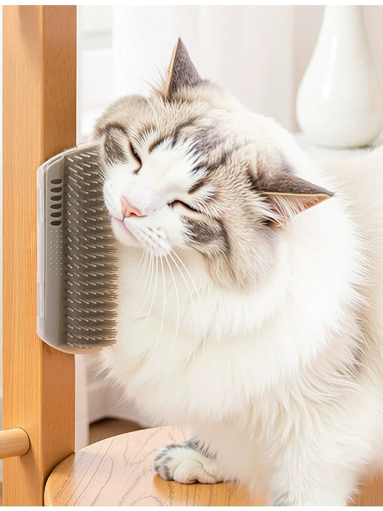 Cat Corner Wall Mounted Scratching Pad Massage Comb Self Groomer Tool For Long Short Fur Kittens