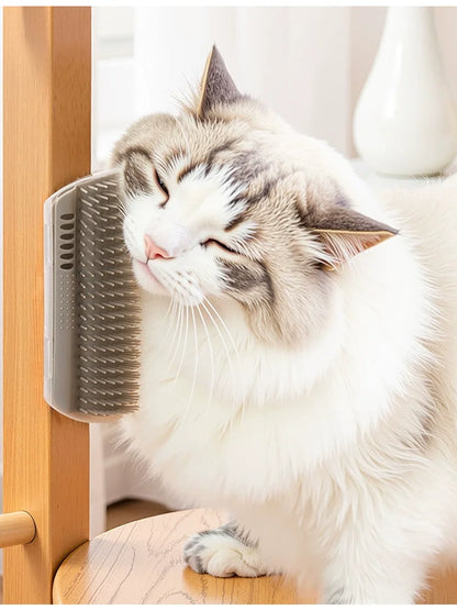 Cat Corner Wall Mounted Scratching Pad Massage Comb Self Groomer Tool For Long Short Fur Kittens
