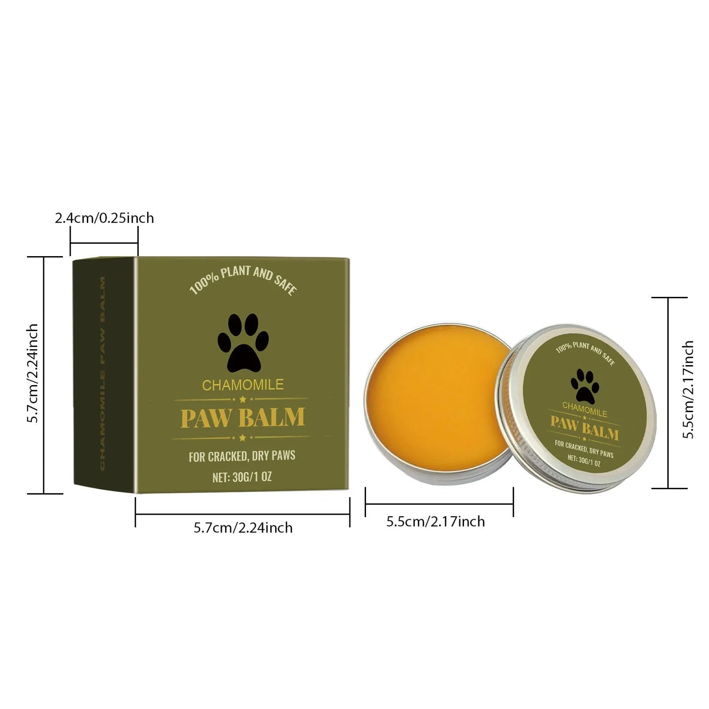 Natural Pet Paw Balm Protection From Hot Pavements, Moisturizer For Cracked Paw