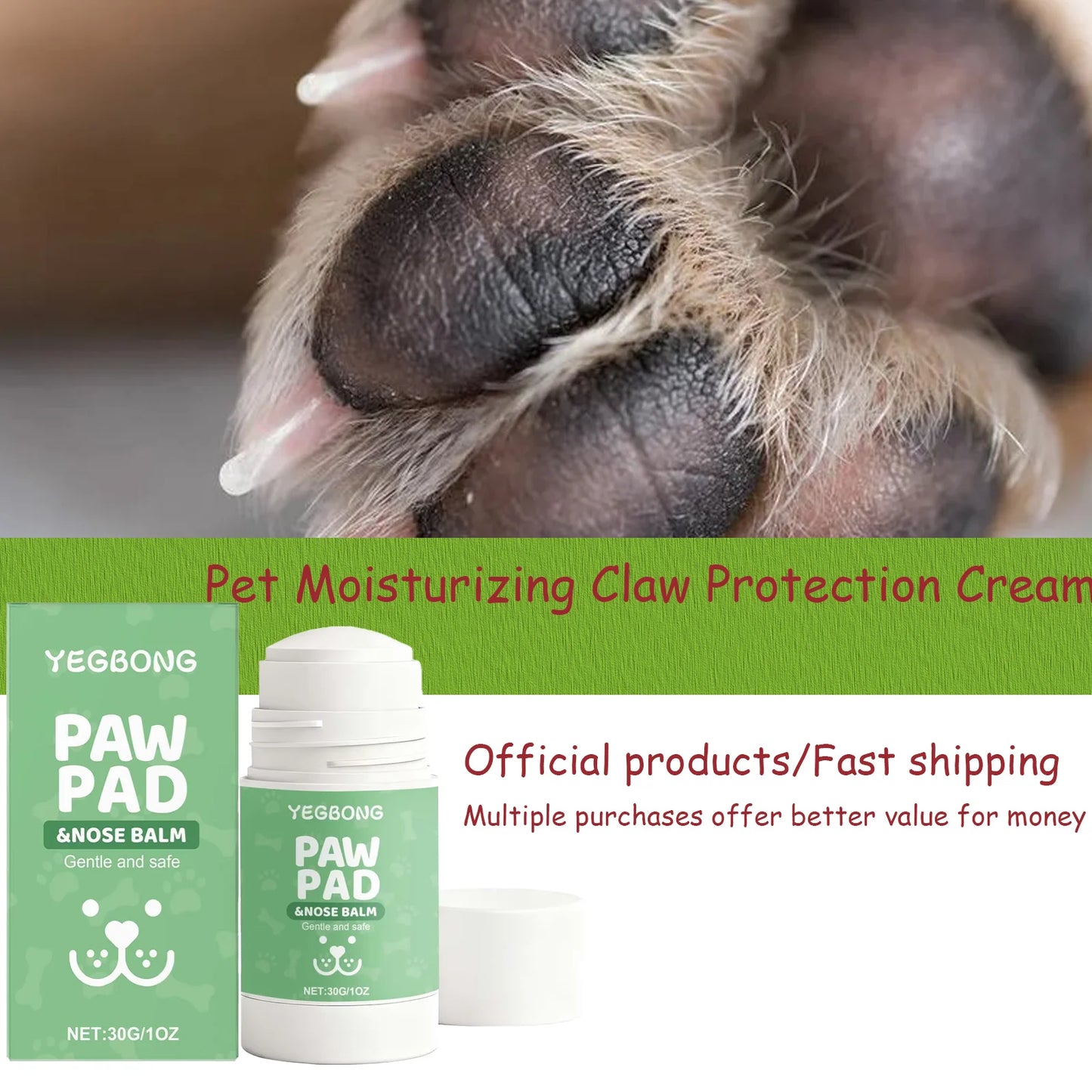 Pet Paw Care Cream for Dogs And Cats - Moisturizing Hydrating Paw Pad & Claw Protection