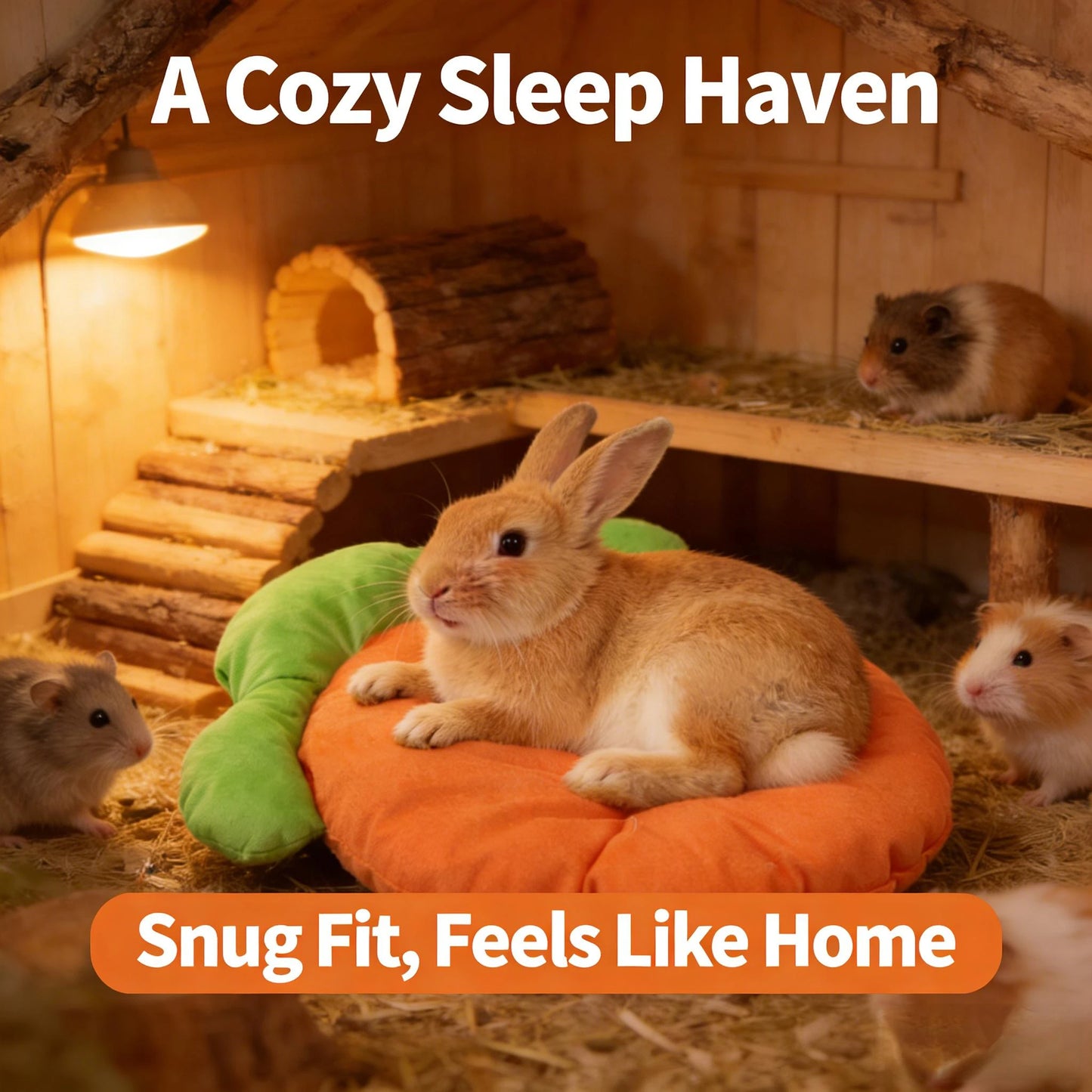 Carrot Shaped Small Bed- Thickened Guinea Pig Sofa/Cage Mat, Warm and Comfortable Bed, Suitable for Rabbits, Guinea Pigs