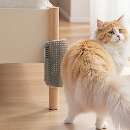Cat Corner Wall Mounted Scratching Pad Massage Comb Self Groomer Tool For Long Short Fur Kittens