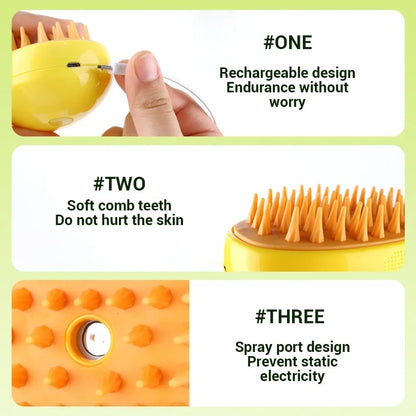 Cat Dog Steam Spray Brush For Massage And Grooming 3 in 1