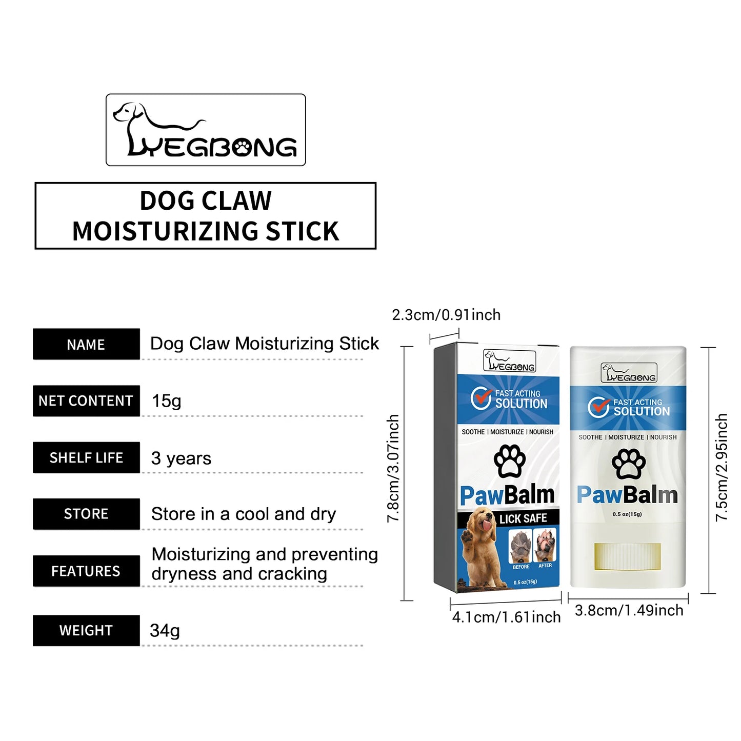 Dog Paw Balm  Moisturizing  Soother Protection From Cracked Paws