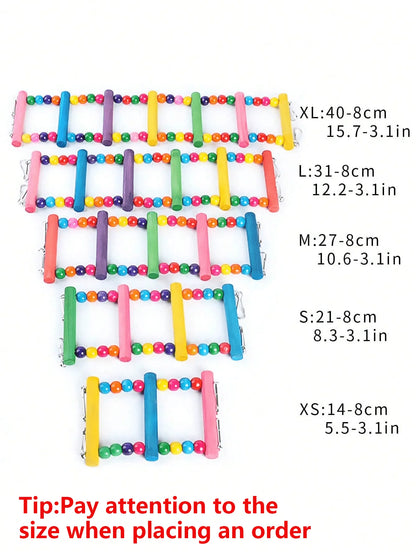 Colorful Wooden Bird Ladder & Swing