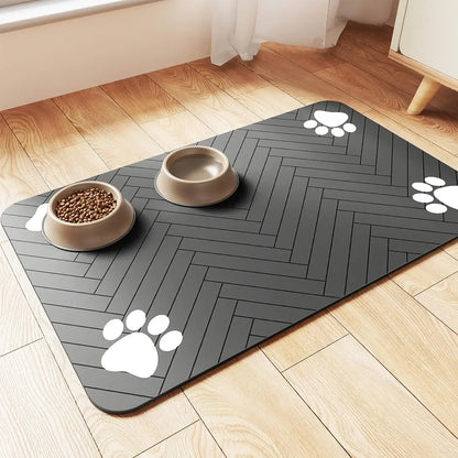 Pet Feeding Mat-Absorbent Pet Placemat for Food and Water Bowl with Waterproof Rubber Material For Quick Dry