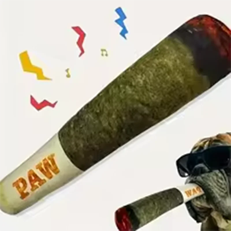 Funny Interactive Dog Toy Cigar Design Plush Squeaky