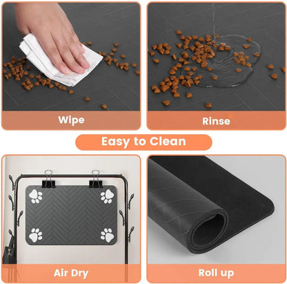 Pet Feeding Mat-Absorbent Pet Placemat for Food and Water Bowl with Waterproof Rubber Material For Quick Dry