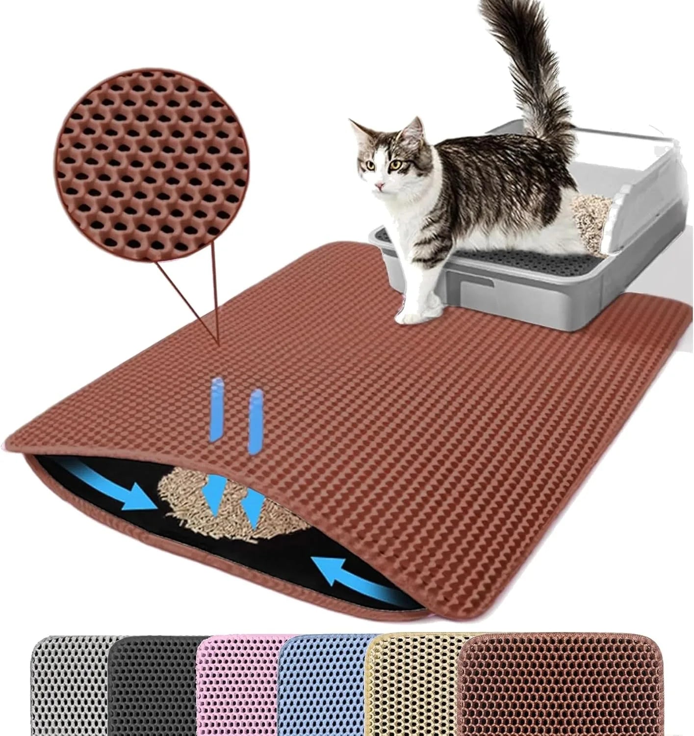Cat Litter Mat Double Layer Non Slip Litter Box Filter