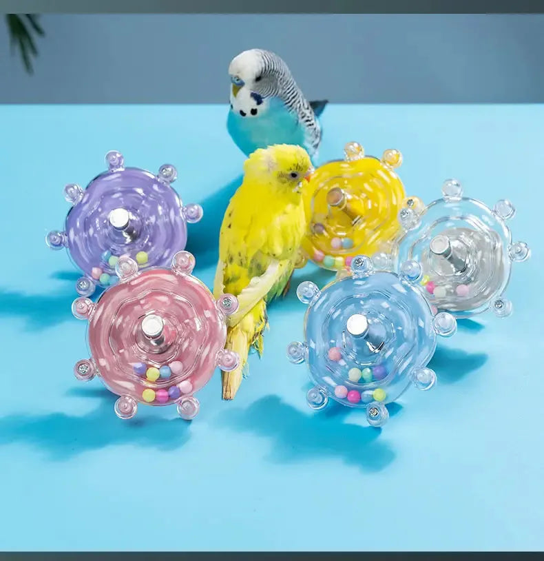 Interactive Parrot Toy, Rotating Treat Dispenser