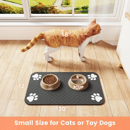 Pet Feeding Mat-Absorbent Pet Placemat for Food and Water Bowl with Waterproof Rubber Material For Quick Dry