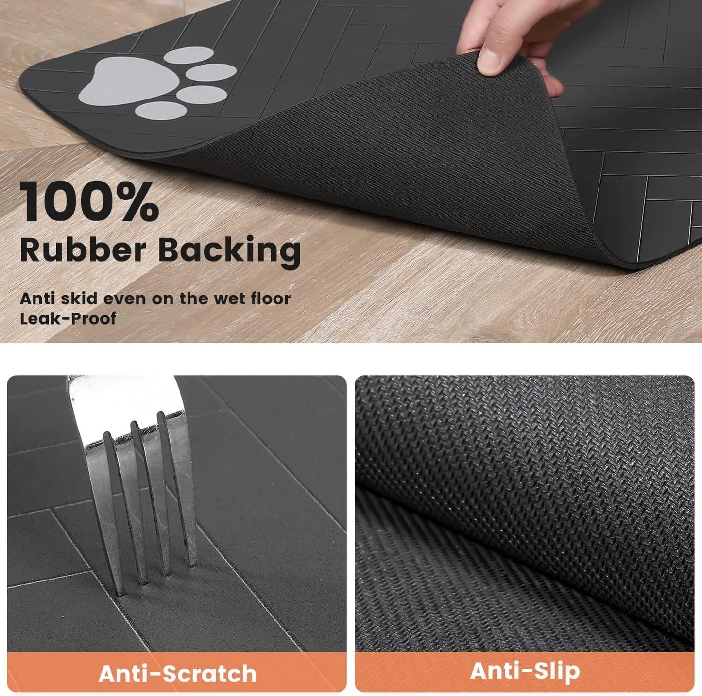 Pet Feeding Mat-Absorbent Pet Placemat for Food and Water Bowl with Waterproof Rubber Material For Quick Dry