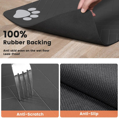 Pet Feeding Mat-Absorbent Pet Placemat for Food and Water Bowl with Waterproof Rubber Material For Quick Dry