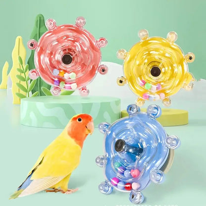 Interactive Parrot Toy, Rotating Treat Dispenser