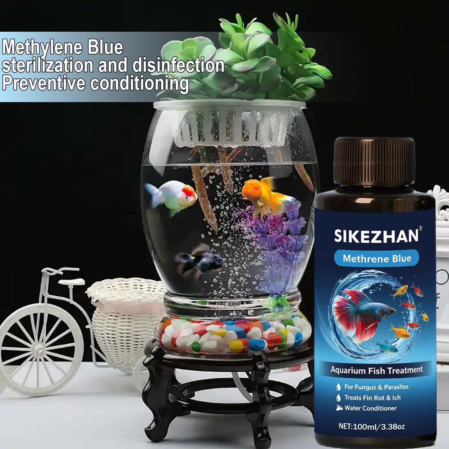 Methylene Blue Solution Aquarium Fish Treatment, Anti Fungus, Bacteria, Parasite Cure