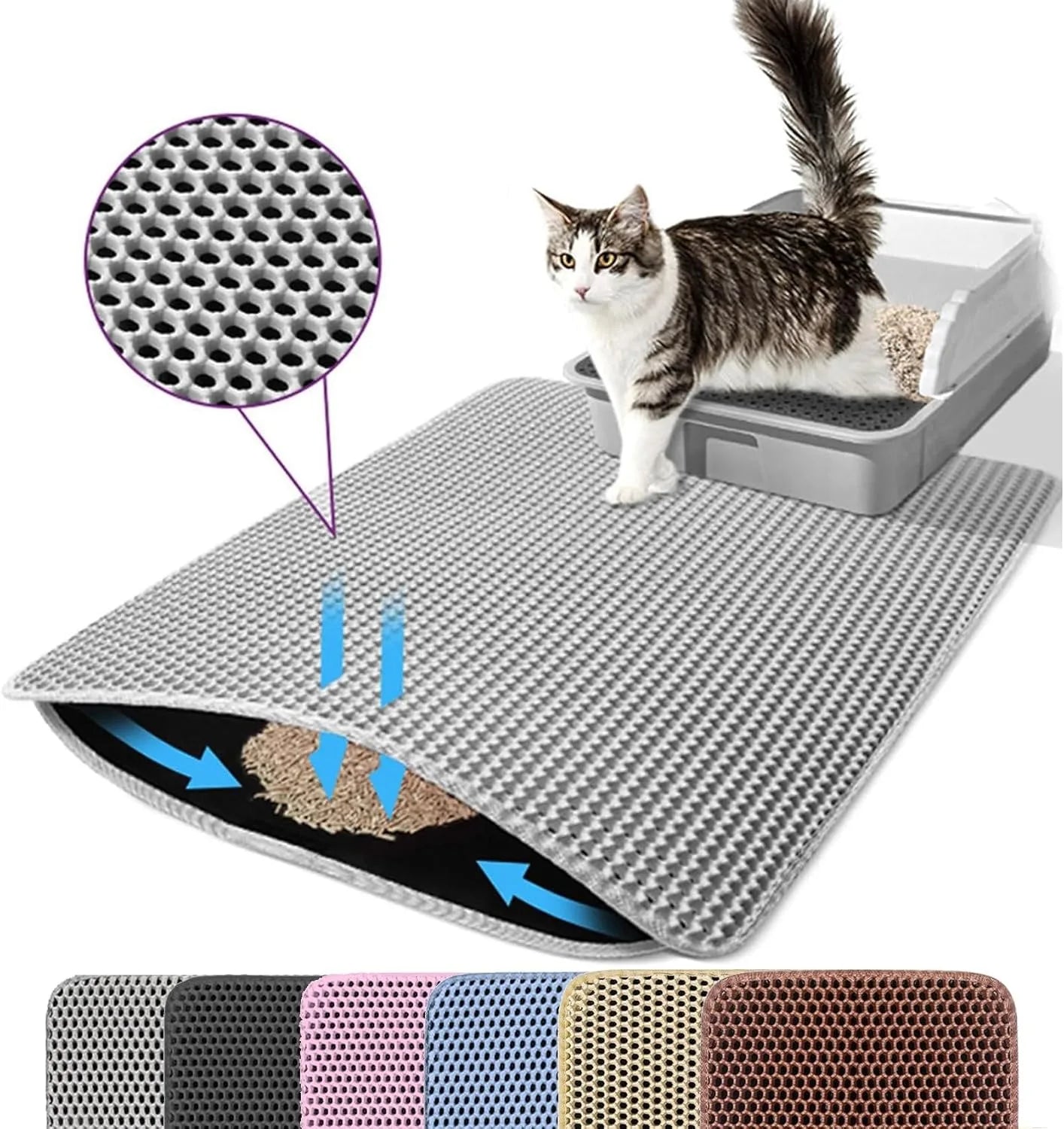 Cat Litter Mat Double Layer Non Slip Litter Box Filter