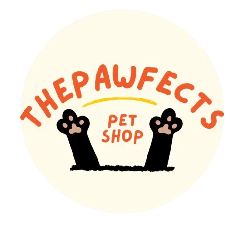 The Pawfects Pet Shop logo with playful paws and orange text on cream background